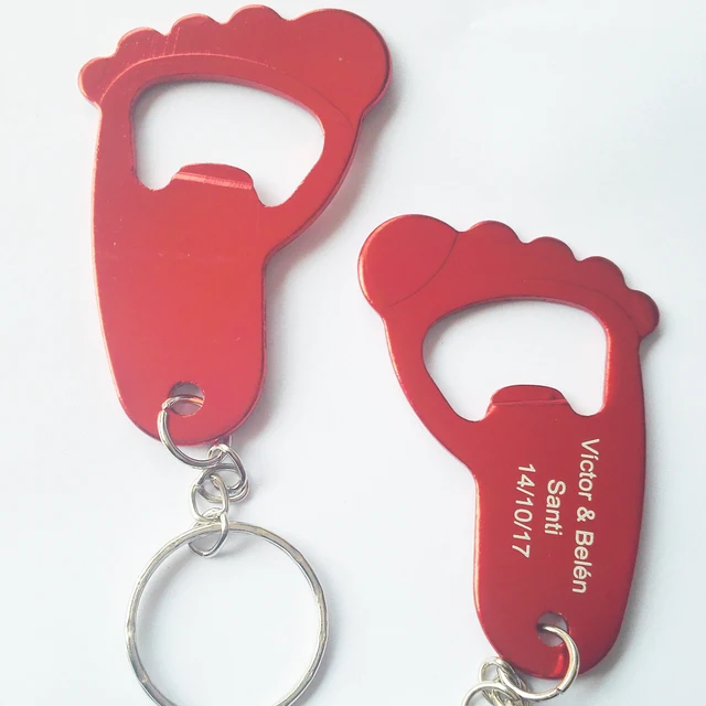 100pcs Personalize Baby Foot Keychain Bottle Opener Cute Foot Key Chain