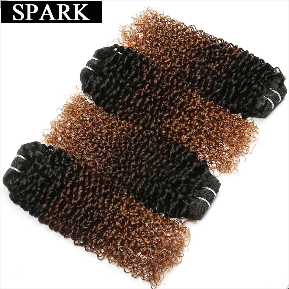 SPARK Ombre Brazilian Kinky Curly Weave Human Hair Bundles with Lace Closure Free Part T1B/4/30 Remy Hair 3 Bundles with Closure SPARK Ombre Brazilian Kinky Curly Weave Human Hair Bundles with Lace Closure Free Part T1B/4/30 Remy Hair 3 Bundles with Closure