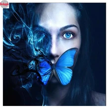 Новая фотография на заказ 5d diy Алмазная картина синяя бабочка девушка вышивка крестом Алмазная вышивка-мозаика стразами полный квадратный/круглый