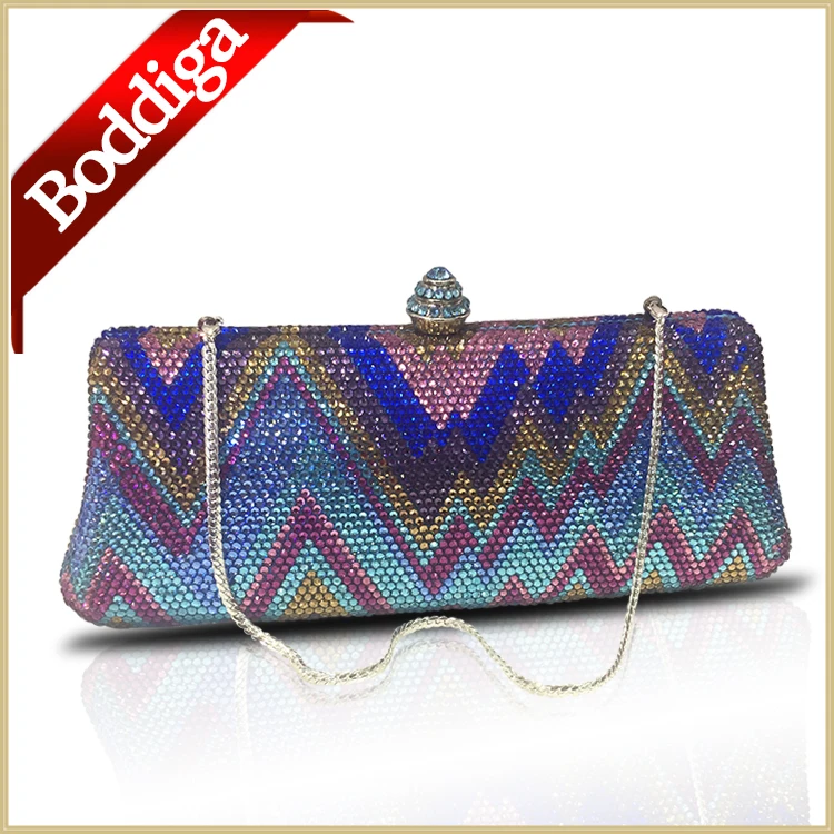 

New Crystal Evening Bag Blue Clutch diamond pochette soiree Women evening handbag wedding party purse clutch bag