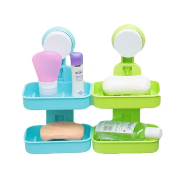

Quickdone 1Pcs Wall-mounted Soap Box Bathroom Soap Dish Sucker Holder Container Dishes water bathroom Bunk Soap HG0516