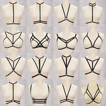 Imbracatura in poliestere BANGDAER Lingerie donna Fetish top Crop Body Harajuku Gothic Body Cage Bra Rave Festival Bralette Harness