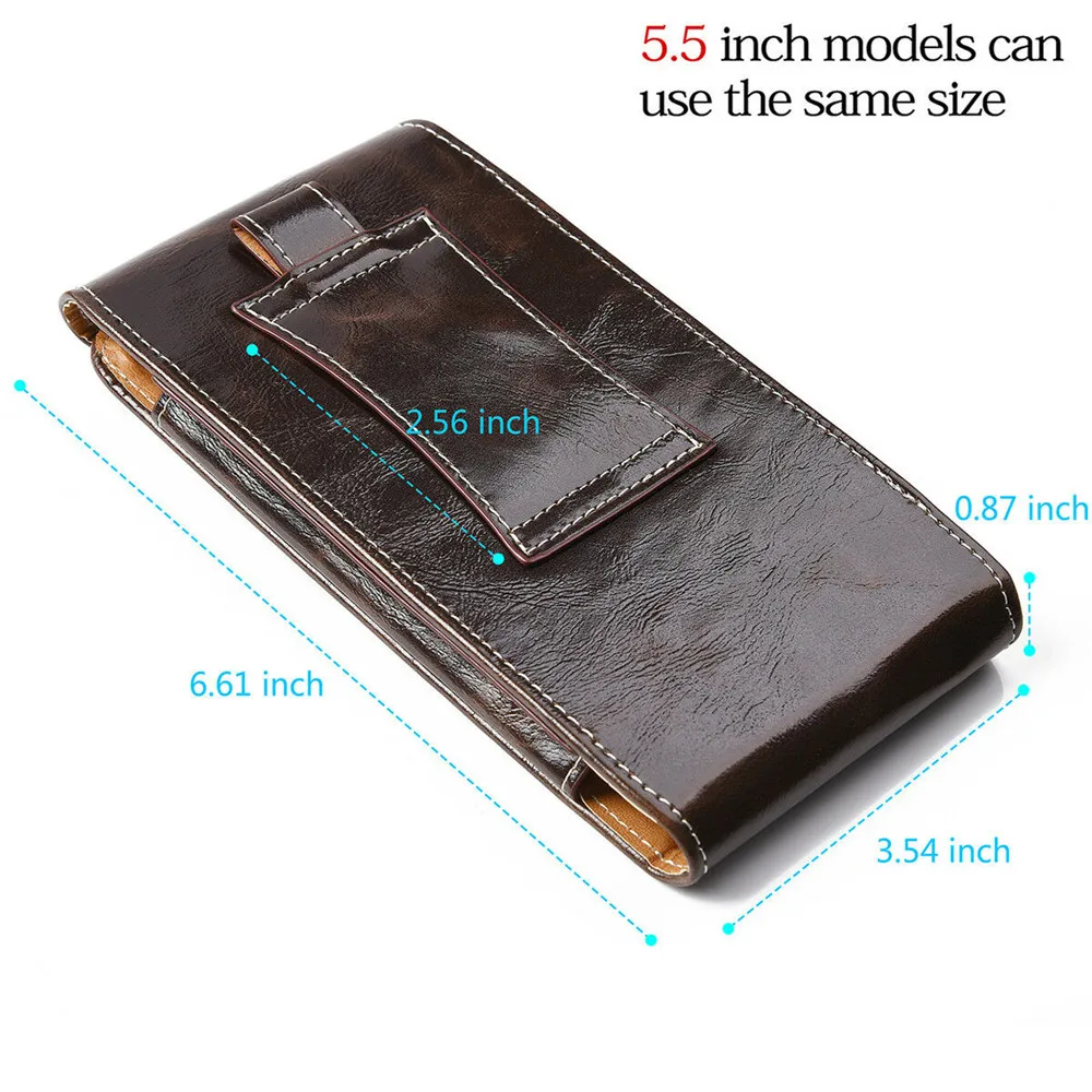 For iphone 6 6s 7 8 plus universal leather phone pouch case belt clip waist bag 4.75.5 inch for iphone 6 7 8 magnetic holster  (2)