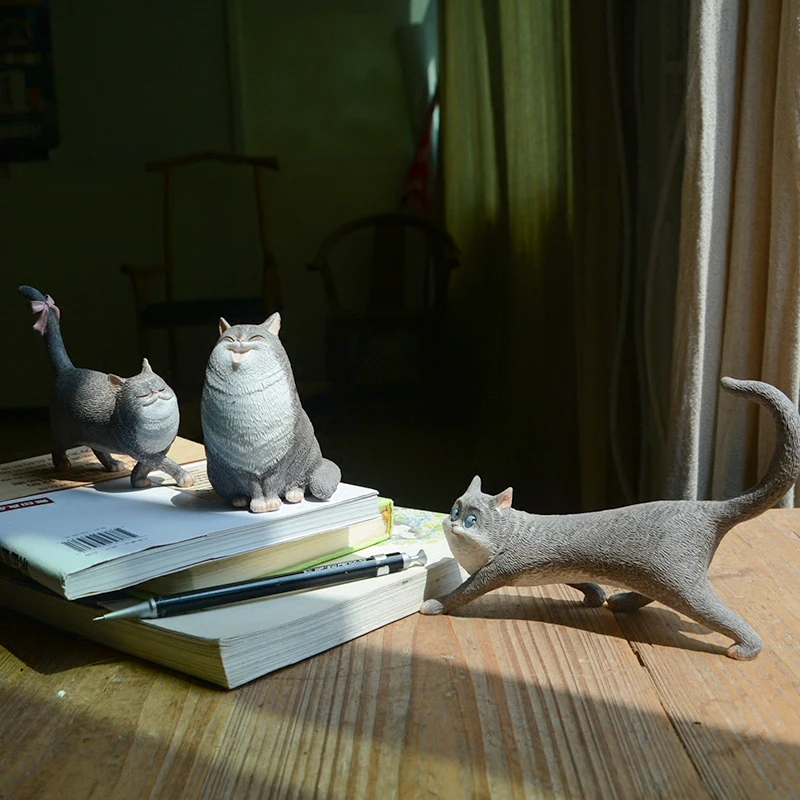 لطيف فخور القط تمثال تمثال الحلي خزانة زينة سطح المكتب زخرفة الراتنج الحرفية جمع هدية عيد ميلاد