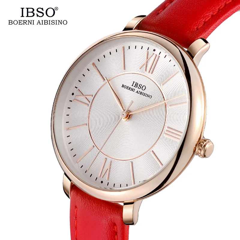 IBSO Модные женские кварцевые часы, повседневные кварцевые часы с ремешком из натуральной кожи, женские наручные часы, Montre Femme relogio feminino