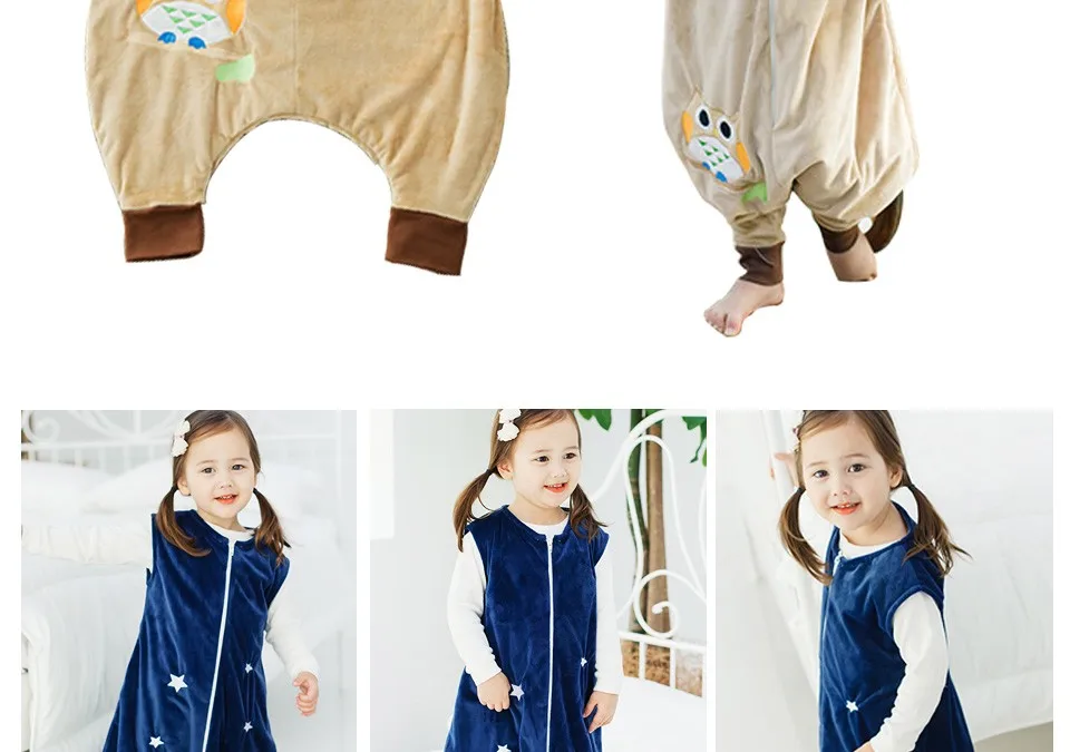 Детская спальная сумка, осенне-зимний детский комбинезон, фланелевая Забавная детская пижама с пандой, цельная фланелевая детская одежда для сна с животными