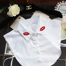 Женский жилет стиль вышитые губы и воротник рубашка воротник ожерелье воротник