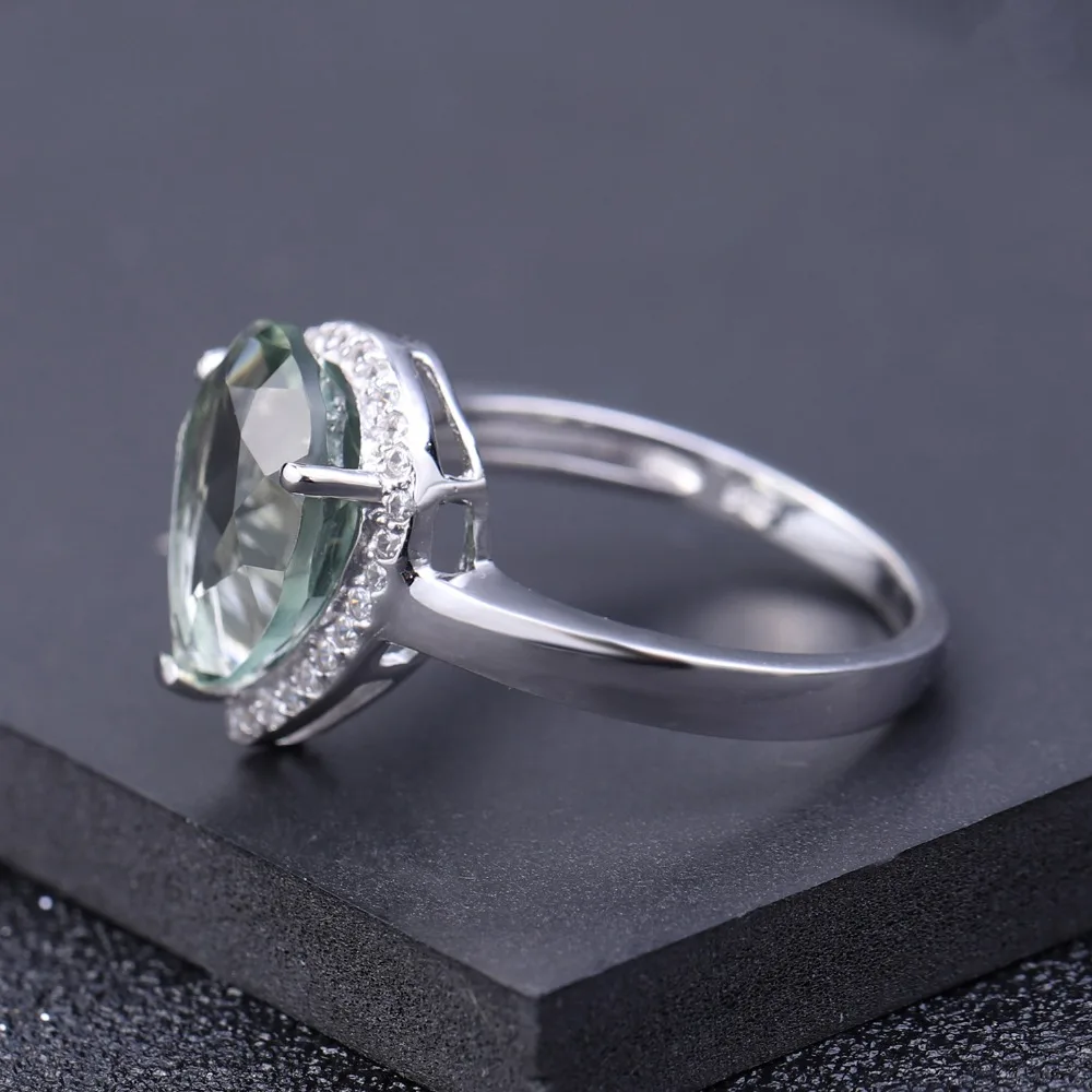 GEM'S балетное кольцо из чистого 925 пробы серебра, коктейльное кольцо с натуральными каплями воды, зеленый аметист, кольца с драгоценными камнями для женщин, хорошее ювелирное изделие