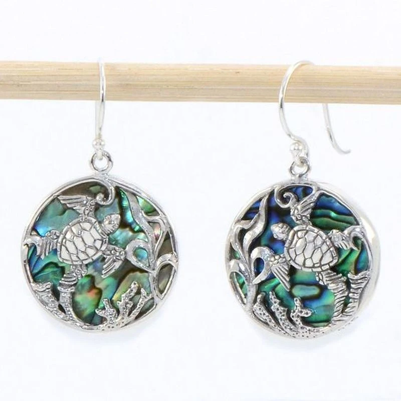 

Vintage Sea Ocean Shell Bohemia Earrings Statement Jewelry Animal Turtle Stone Hollow Carving Dangle Earrings For Women O3E685