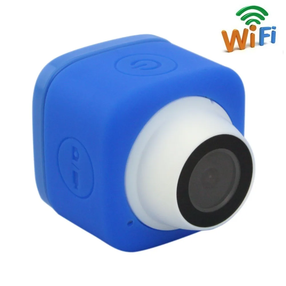 

Blue Color 720P HD TF Card record Wide Angle 120degree Mini Cude WIFI Camera with USB Cable ,Support IOS Android smart phone