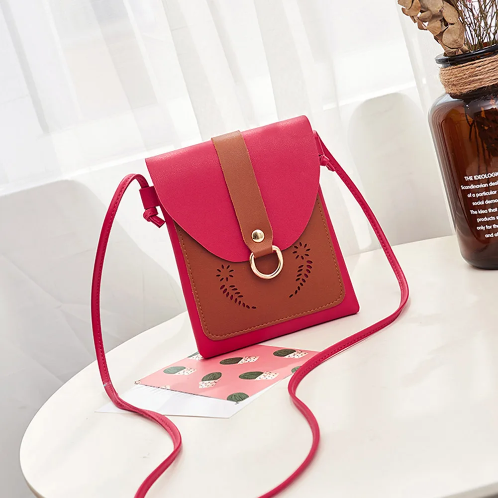 Women Crossbody Bags Mini Hollow Flower Messenger Bags PU Leather Cute
