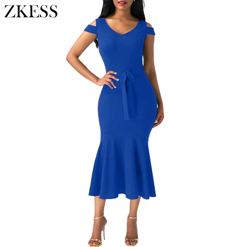 Royal-Blue-Cold-Shoulder-Bow-Detail-Mermaid-Dress-LC61686-5-1 