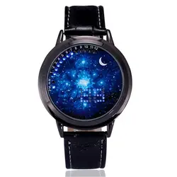 Творческий кожаный ремешок нормальный водосветодио дный стойкий светодиодный часы для мужчин для женщин пара часы умные часы