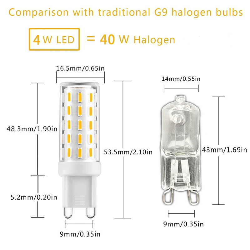 Светодиодные лампы G9 4 Вт без мерцания 10 шт. 54 светодиода 4014SMD от 100 В до 240