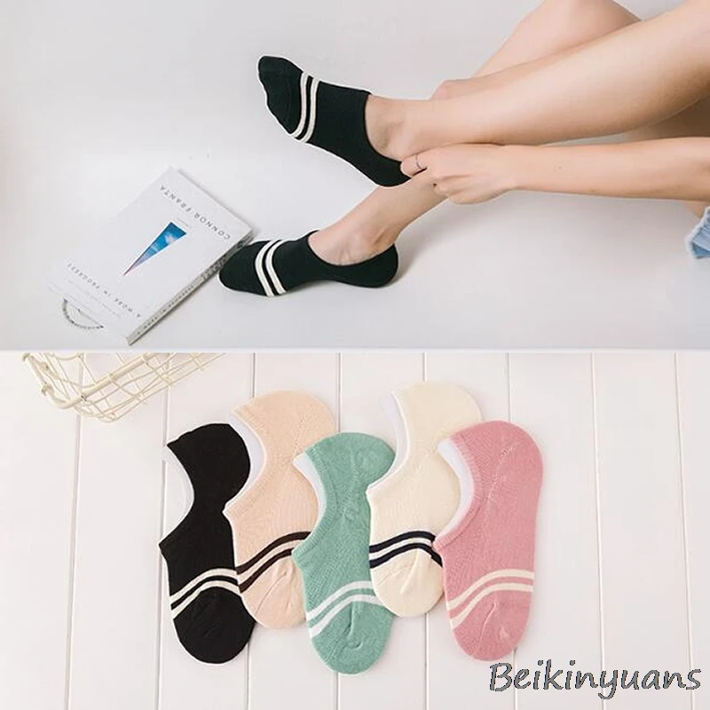 cartoon striped love student socks spring and summer thin stretch comfortable breathable ladies cotton socks - Цвет: twenty four