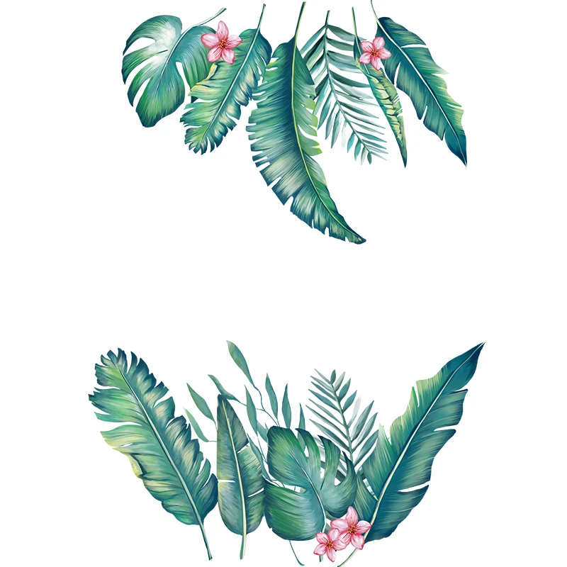 [SHIJUEHEZI] тропические листья дерева, настенные Стикеры, креативные DIY наклейки на стены с растениями для дома, гостиной, спальни, украшения - Цвет: Multi