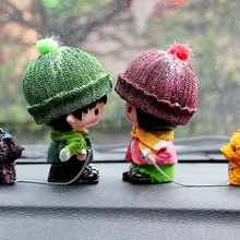 2 шт./лот украшения автомобиля мультфильм кукла с собакой пары кукла автомобиль милый мультфильм декоративные детские игрушки подарок