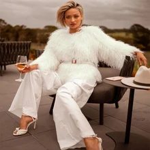 Новейшее вечернее Женское пальто знаменитостей, белое, с длинным рукавом, сексуальное, для ночного клуба, с открытым стежком, короткое, для женщин, Vestidos