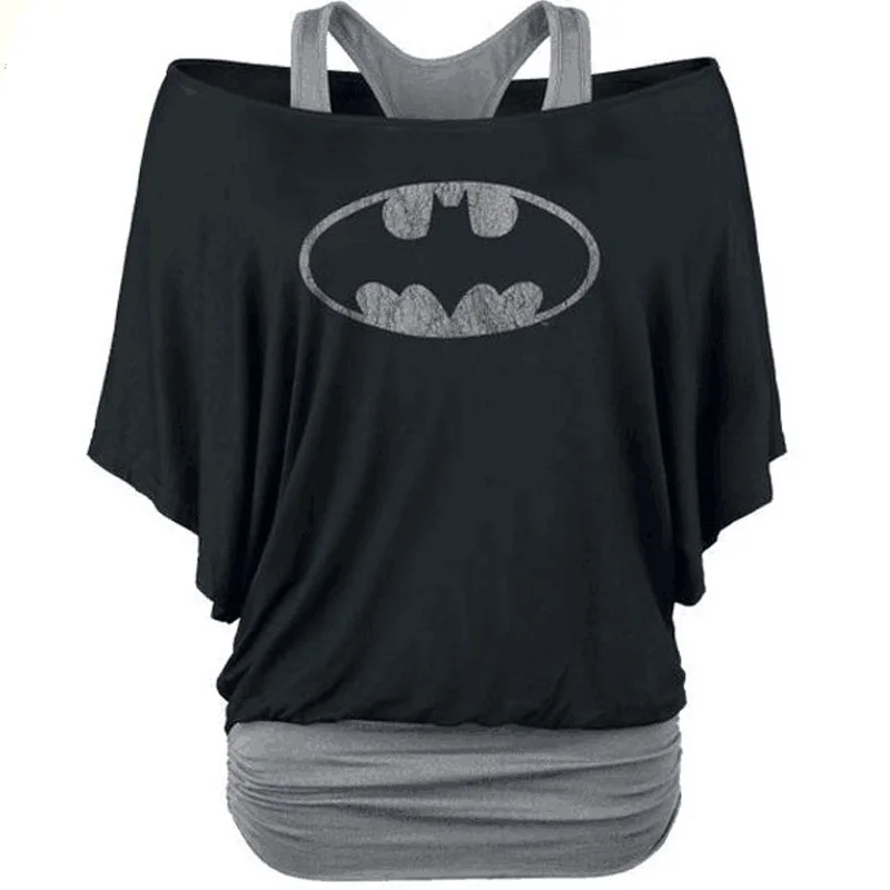 2в1 Женская свободная рубашка с Бэтменом, женская футболка с коротким рукавом, футболка для фитнеса, женская рубашка для йоги, Спортивная майка