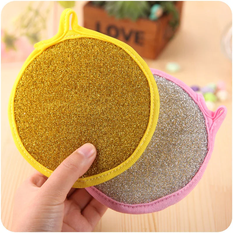 

1pc Creative Wash Towel Sponge Wipe Round Kitchen Double-sided Sponge Wiping Non-stick Oil Cloth