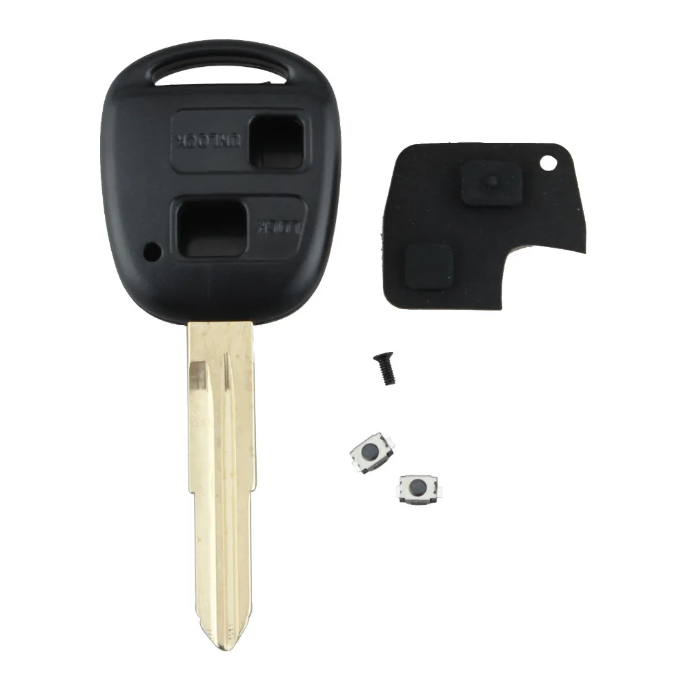 

2 Buttons Remote Key Shell Rubber Pad Switch Blade Repair Kit For Toyota Yaris Auto Key Refit Case Shell Cover With Uncut Blade