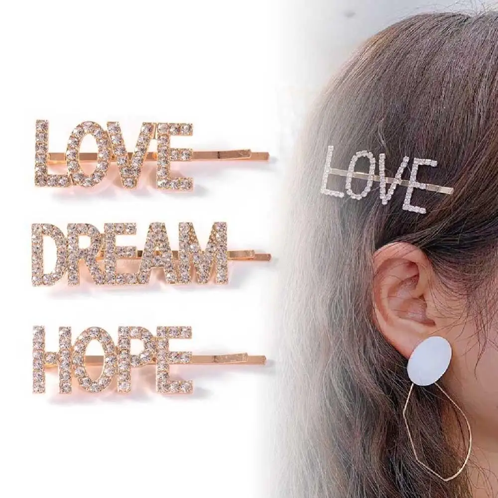 

Explosion Models Rhinestone Hairpin Metal Alloy Beautiful Love 3 Pieces / set Ladies Girls Simple Style Hairpin Flash CW29