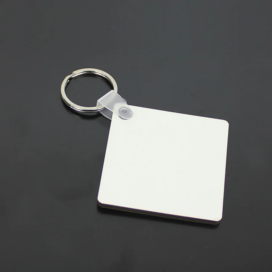 10 шт. DIY MDF пустая цепочка для ключей квадратный сублимационный деревянный брелок для термопечати передачи фото логотип подарок