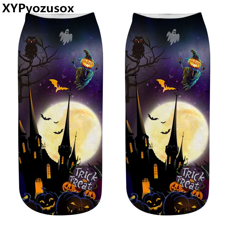 

New Funny Happy Halloween Socks 3D Printed Woman Socks Pumpkin Lantern Pattern Short Socks Party Supplies Harajuku Ankle Socks