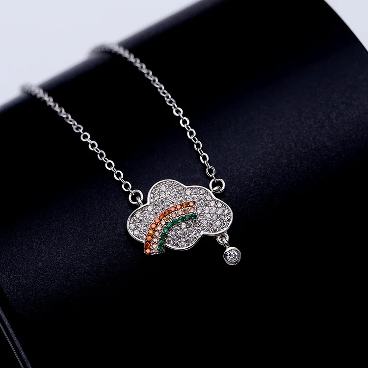 Ожерелье SWOUR из белого золота с фианитами женское модное ожерелье милой радугой в