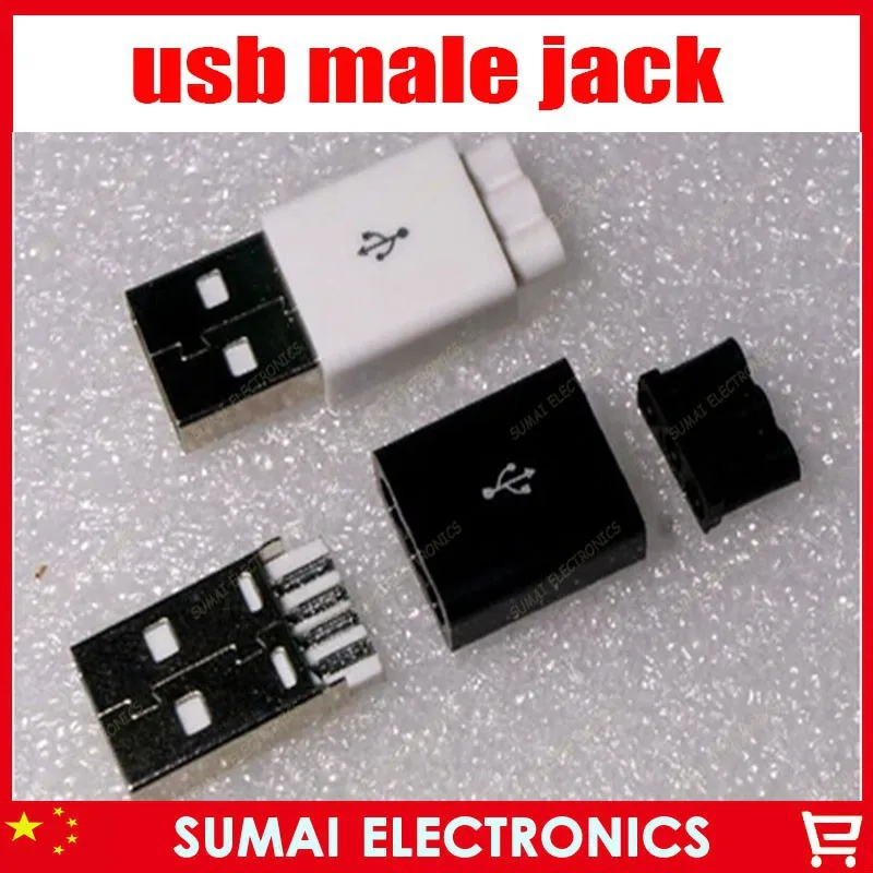 30 комплектов DIY 3 в 1 3 отверстия 2,0 USB тип A USB штекер+ Пластиковый корпус+ хвост трубы соединитель Комплект проводное соединение