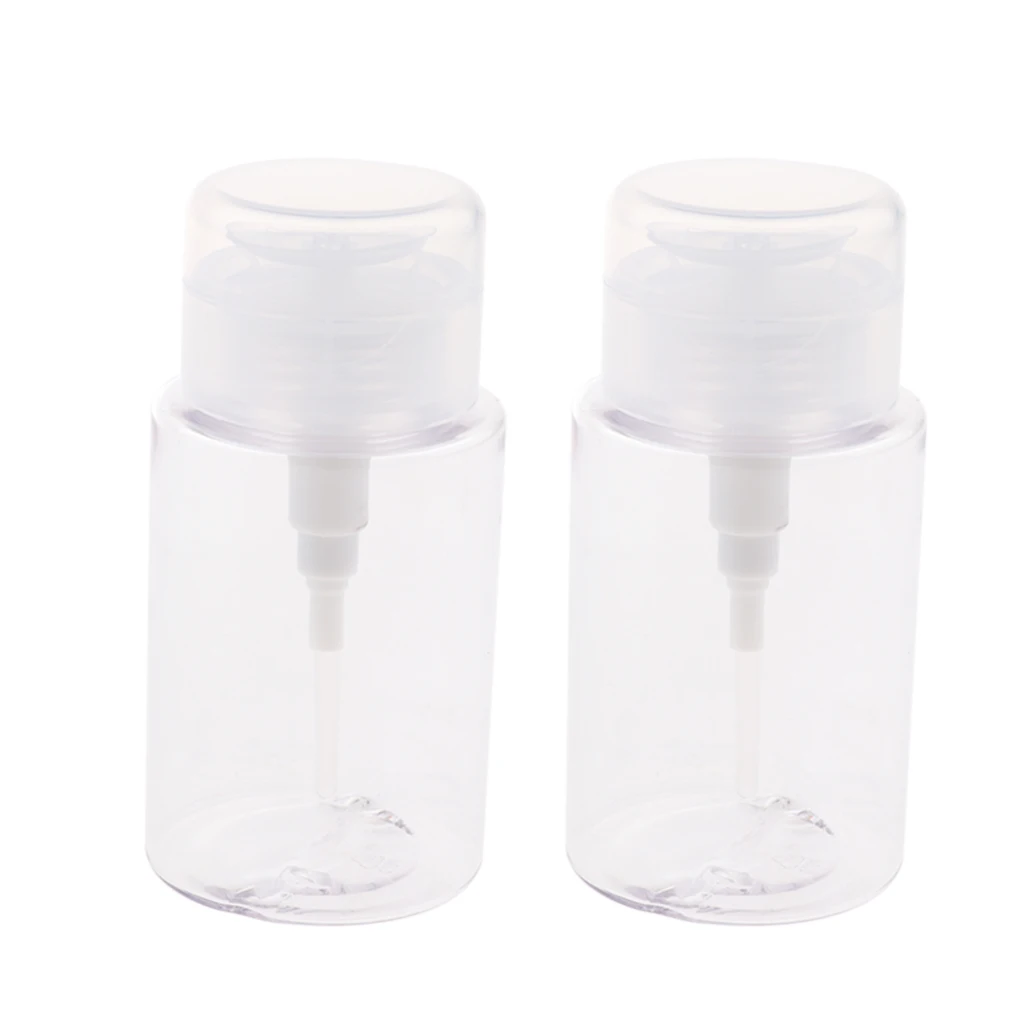Pack of 2 Cosmetic Pump Dispenser Vial Container Jar Clear Bottle For Cleansing Oil Water Toner, 100ml 150ml