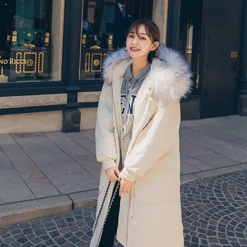

2020 New Women's Winter Clothing Long Coat Loose Warm Cotton Coat Thick Casual Jacket Hooded Ffur Collar Cotton Jacket LQ052