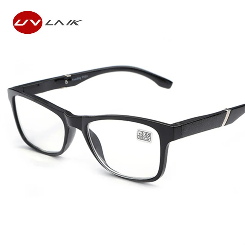 

UVLAIK Mens Womens Reading Glasses Readers Fashion Vintage Transparent Glasses Frame HD Resin Lens Reading Eyeglasses Men Women