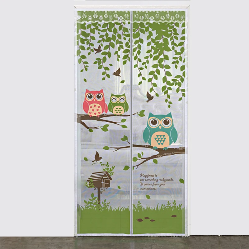 RUBIHOME Gauze Cartoon Animal Owl Bird Door Curtain eparate For Bedroom and Dinning Room Decoration Home Textile without Tube