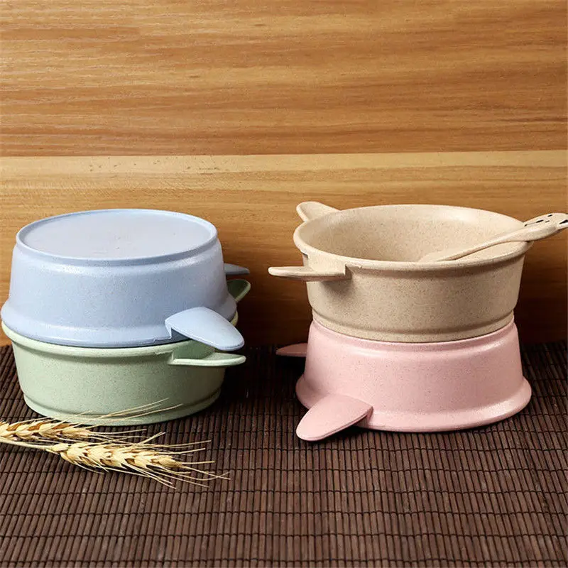 JX-LCLYL 4 Colors Baby Kids Eating Feeding Food Grade BPA Free Bowl Spoon Set