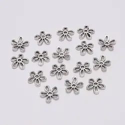 50 шт./лот 11,5 мм 5 лепестков состаренное серебро вогнутый из цветок застежки в форме цветка выводы для DIY для женщин ювелирных изделий