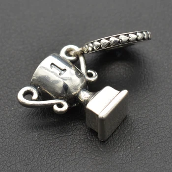 

100% Authentic 925 Sterling Silver Bracelet Charms Cup Winner Trophy Winner Cup Hangs Charm Bead Gift