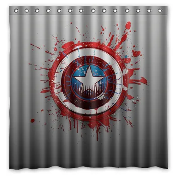 

Polyester Fabric Bath Shower Curtain Captain America Waterproof Bathroom Decorative Curtains 180x180cm With White Hooks