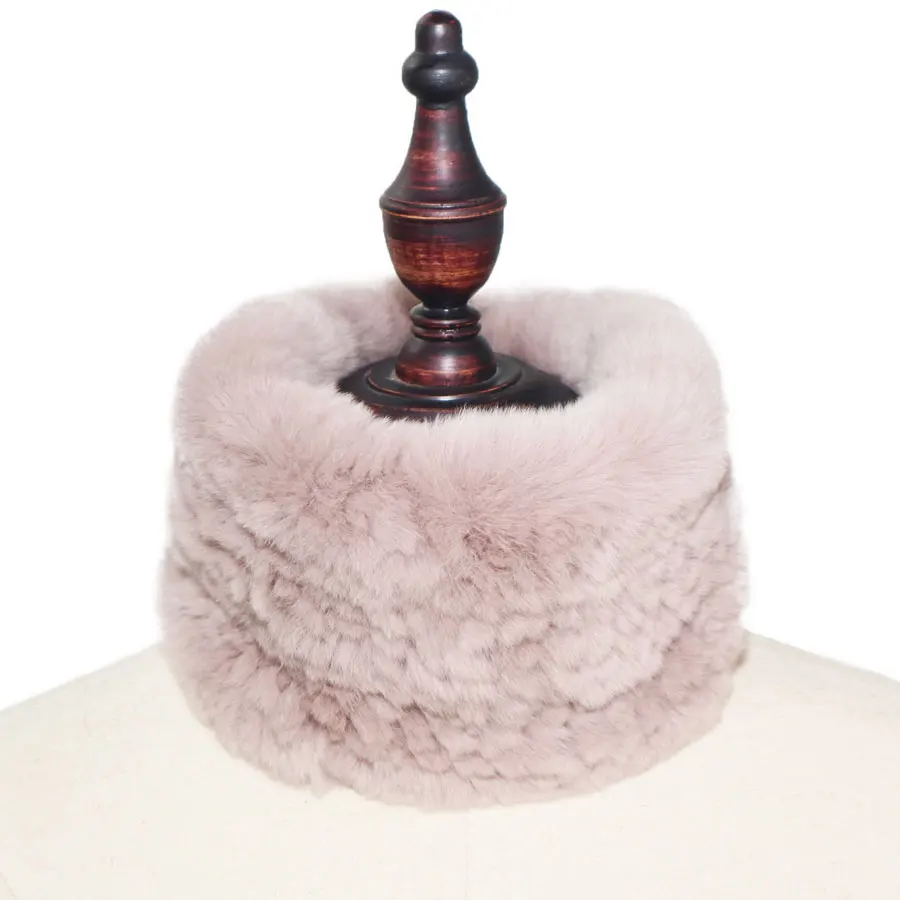 

Real Rex Rabbit Fur Scarf Women Winter Handmade Stretch Knit Genuine Fur Headbands Girls Natural Rabbit Fur Ring Collar Scarves