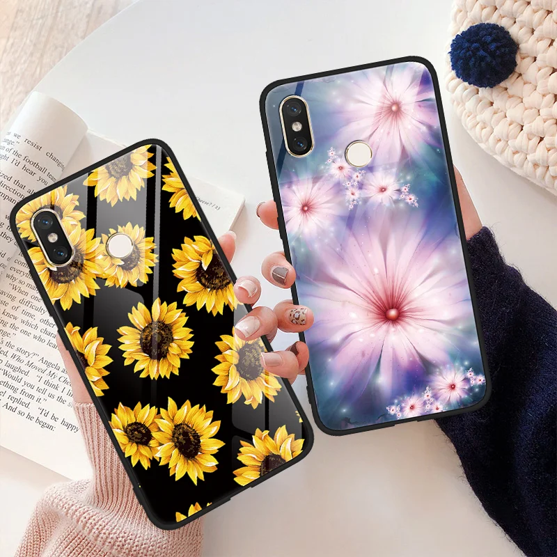 

Rose Floral Glass Case For Xiaomi Mi 9T Pro A2 6X 5 5S 6 8 SE Lite Explorer 9 Mix 2 2S Redmi K20 6A S2 Note 7 6 5 Pro 4X Covers