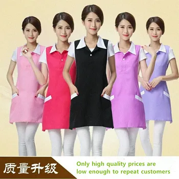 

2018-Beauty salon beautician work clothes apron Korean version fashion nail waitress sleeveless skirt female supermarket apron