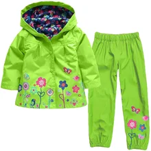 Filles Vêtements Imperméable Ensembles Automne Hiver Filles Vêtements Set À Capuche Vestes Pantalons Enfants Vêtements Sport Costume Enfants Tops Manteau