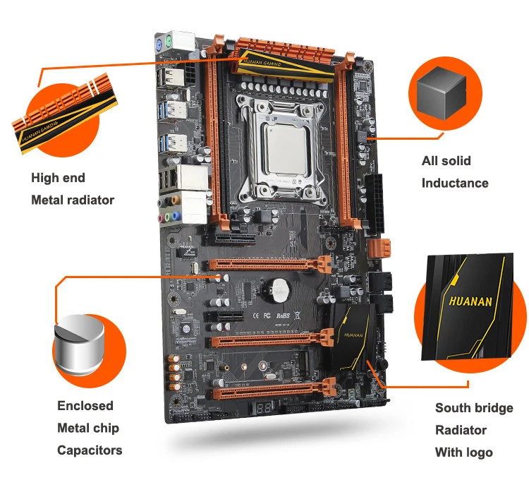 Brand HUANAN ZHI Gaming X79 motherboard with M.2 128G NVME SSD GPU GTX750TI 2G RAM 4*8G 1600 RECC CPU Intel Xeon E5 2670 2.6GHz