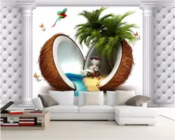 Beibehang 3D фото на заказ Настенные обои Европа и Америка личность кокосовой пальмы Приморский Гостиная ТВ Диван Мягкая сумка стены