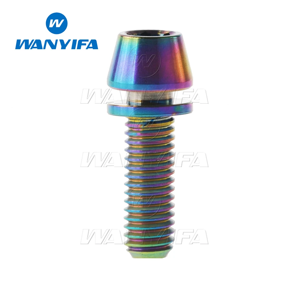 Wanyifa Titanium Bolt M5x16 M5x18 M5x20mm Conical Head Screws with Washer for Bicycle Stems|Дверные зажимы из нержавеющей