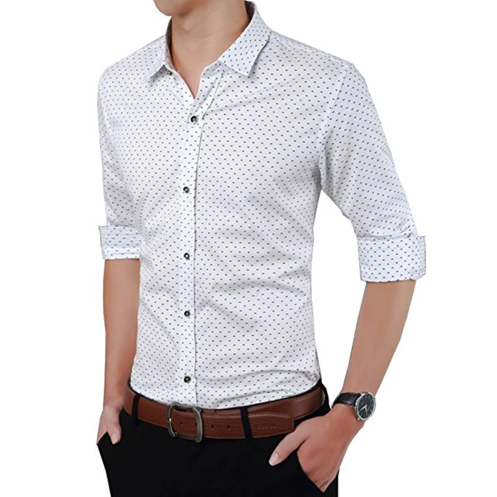 Модные Для мужчин Бизнес рубашка с длинными рукавами для Для мужчин Осень Slim Fit работа рубашки