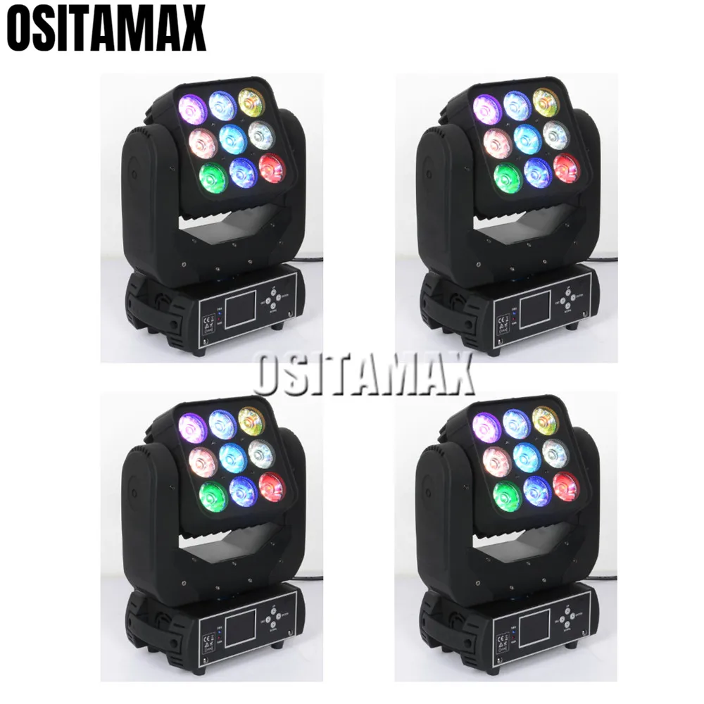 4 шт. 9x12 Вт rgbw 4в1 dj матрица blinder led аудитория перемещение головы мыть освещение