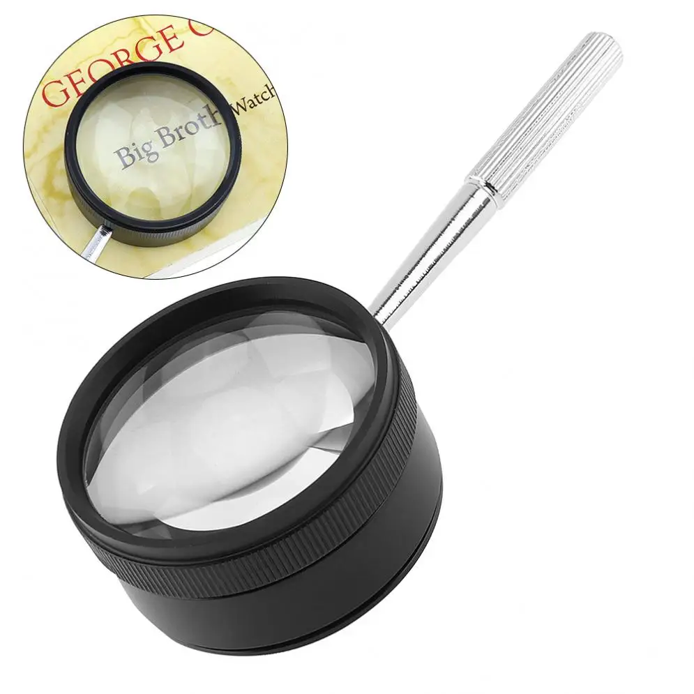 

35X 50mm Magnifying Jeweler Loupe Zoom Glasses Hand Held Low Vision Pocket Portable Magnifier Fresnel Lens With Metal Handle