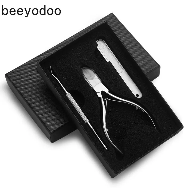 Cortadores de Unha de Aço Cortador de Unhas do Dedo do pé Aparador de Pêlos 3 em 1 Inoxidável Manicure Grupo Ferramentas Pedicure Kit Dedo Cortador Encravados