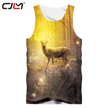 CJLM мужской Harajuku Свободный 3D принт Забавный Золотой олень без рукавов большой размер мужская майка 5XL